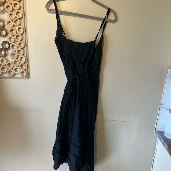 Small BLACK Aritzia Wilfred small boheme wrap linen black/ lace detailing dress - Picture 7 of 8